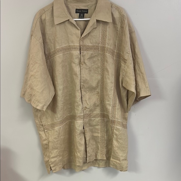 Tan Short Sleeve Button-Up Shirt - Picture 1 of 3
